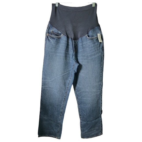 NWT Old Navy Maternity Full Panel Slouchy Straight Cropped Jeans - Picture 1 of 5